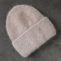 Rabbit Fur czapki miękki ciepły, puszysty czapka zimowa dla kobiet Angora czapka z dzianiny Skullies czapki kobieta Bonnet kobieta czapka robiona na drutach 3